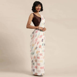Full sequence White Saree with Coffee Blouse ClothsVilla