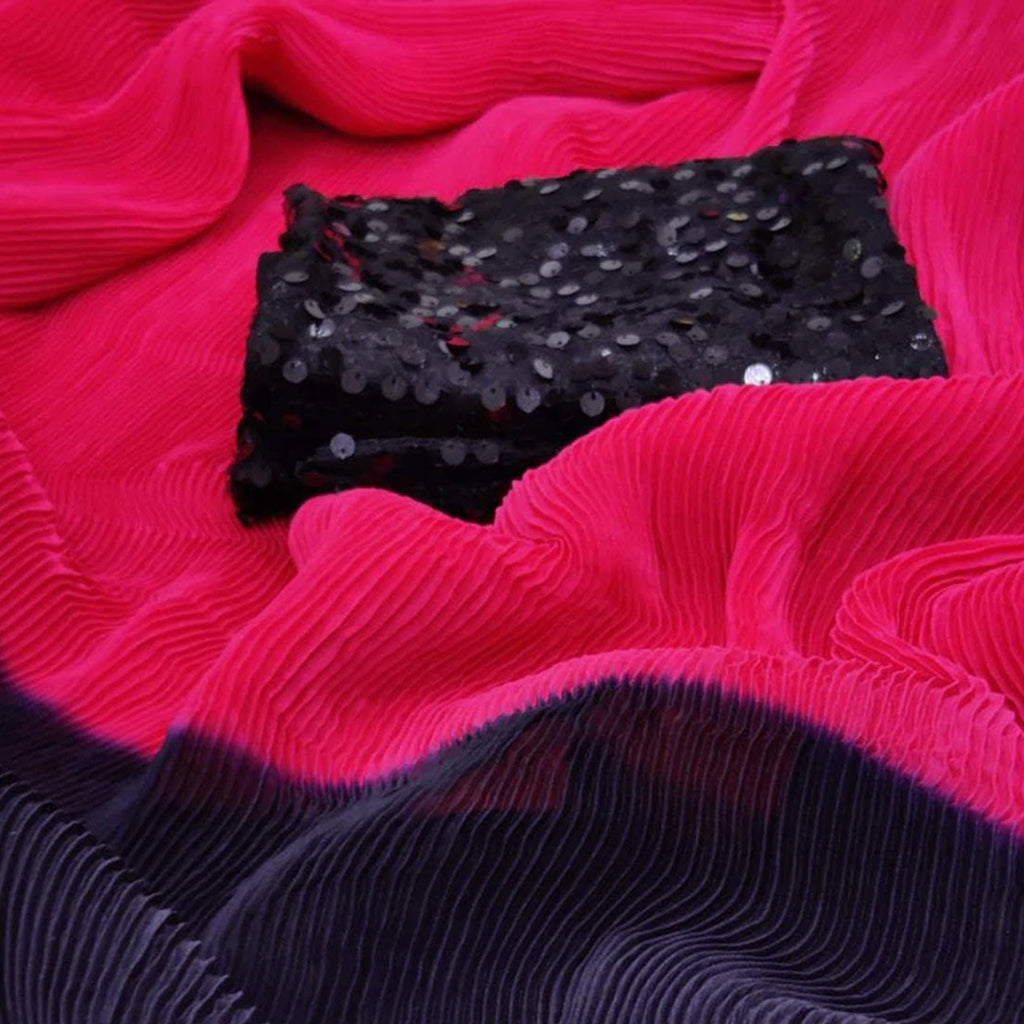 Georgette Saree with Beautiful Digital Padding and Black Sequence Blouse for Wedding ClothsVilla