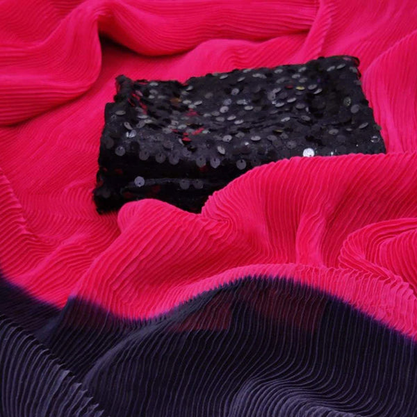 Georgette Saree with Beautiful Digital Padding and Black Sequence Blouse for Wedding ClothsVilla