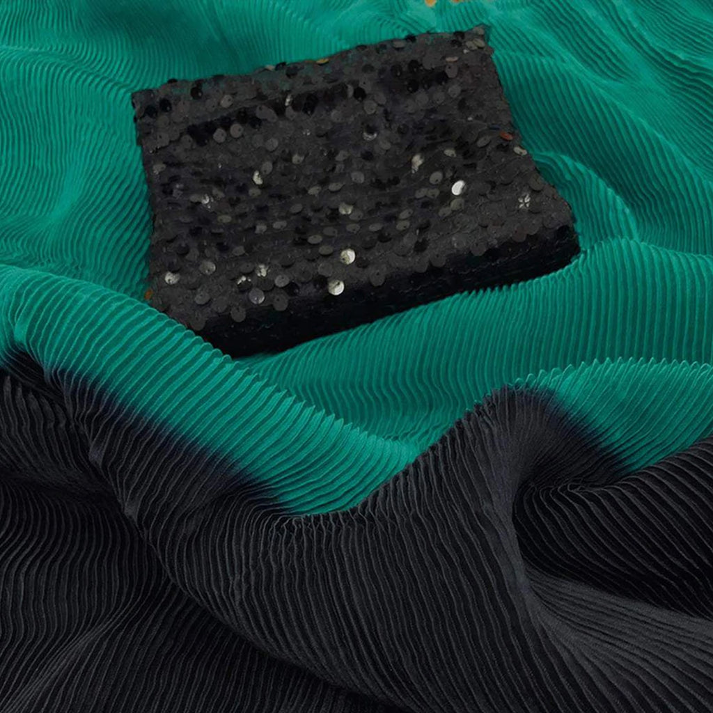 Georgette Saree with Beautiful Digital Padding and Black Sequence Blouse for Wedding ClothsVilla