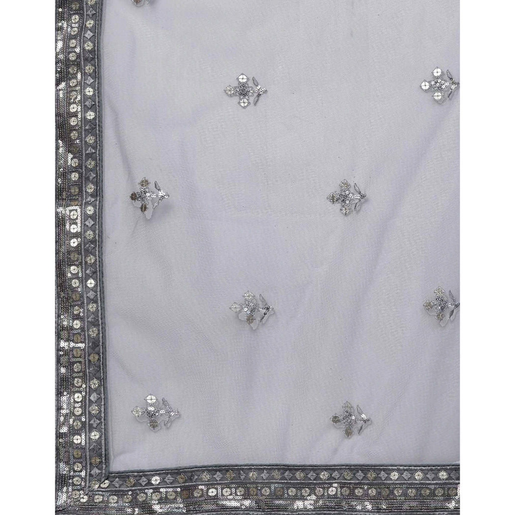 Regent Grey Thread, Sequence and Zari Work Lehenga choli ClothsVilla