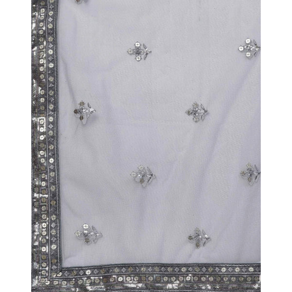 Regent Grey Thread, Sequence and Zari Work Lehenga choli ClothsVilla