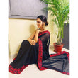 Load image into Gallery viewer, Georgette Saree with Beautiful Embroidery with Swarovski Work and Silk Blouse for Wedding ClothsVilla