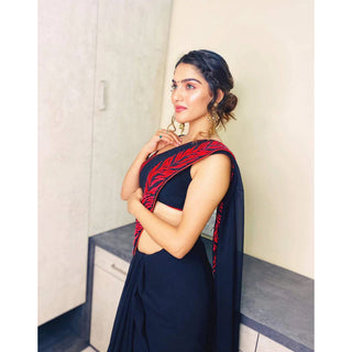 Georgette Saree with Beautiful Embroidery with Swarovski Work and Silk Blouse for Wedding ClothsVilla