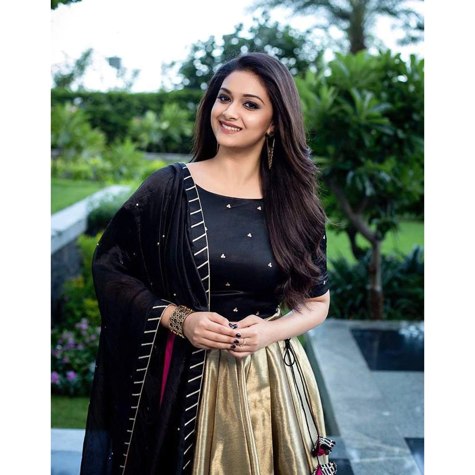 Gold And Black Designer Lehenga Choli with Moti Work Dupatta ClothsVilla