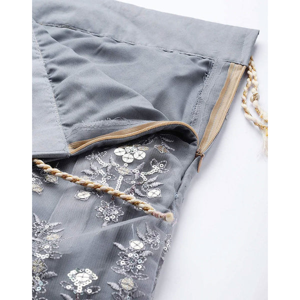 Regent Grey Thread, Sequence and Zari Work Lehenga choli ClothsVilla