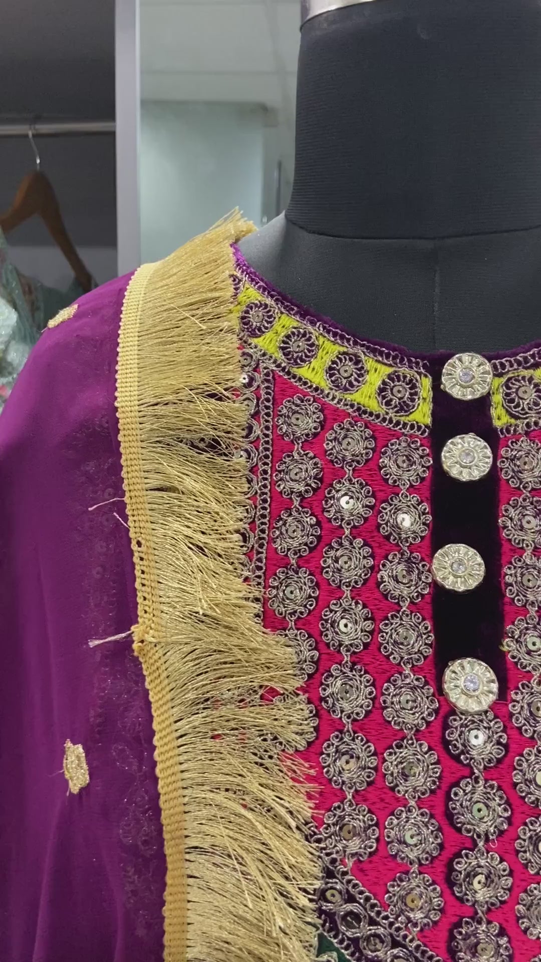Wine Velvet Cording Embroidery Work Salwar Suit