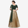 Load image into Gallery viewer, Gold And Green Indore Silk Lehenga Choli with Net Dupatta ClothsVilla