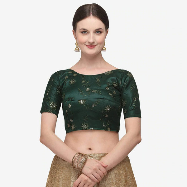 Gold And Green Indore Silk Lehenga Choli with Net Dupatta ClothsVilla