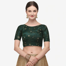 Load image into Gallery viewer, Gold And Green Indore Silk Lehenga Choli with Net Dupatta ClothsVilla