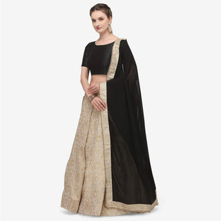 Gold Color Banarasi Lehenga with Black Blouse ClothsVilla