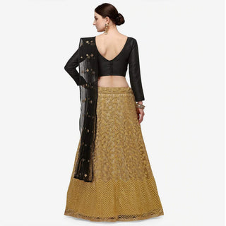 Gold Lehenga with Embroidery Work and Black Top ClothsVilla