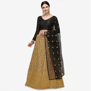 Gold Lehenga with Embroidery Work and Black Top ClothsVilla