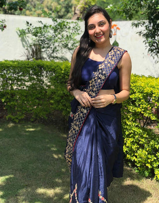 Kasab Silk Saree with Beautiful Embroidery Jaipuri with Ceramic Pearl and Silk Blouse for Wedding ClothsVilla