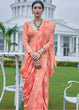 Load image into Gallery viewer, Salmon Orange Lucknowi Chikankari Weaving Silk Saree Clothsvilla