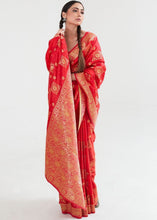 Load image into Gallery viewer, Imperial Red Zari Woven Banarasi Silk Saree Clothsvilla