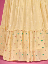 Load image into Gallery viewer, Yellow Pure Georgette Embroidered Gown Clothsvilla