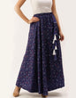 Load image into Gallery viewer, Heavy Cotton Blue Skirt with Digital Print ClothsVilla