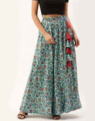 Light Blue Color Digital Print Skirt ClothsVilla