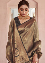 Load image into Gallery viewer, Cedar Brown Handloom Weave Kanjivaram Silk Saree with Swaroski work Clothsvilla