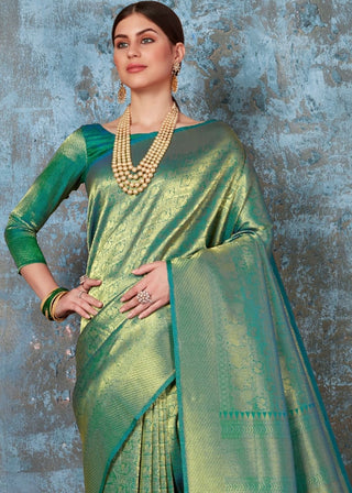 Forest Green Handloom Weave Kanjivaram Silk Saree : Special Wedding Edition Clothsvilla