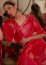 Load image into Gallery viewer, Radical Red Designer Satin Silk Saree Clothsvilla