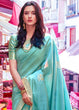 Load image into Gallery viewer, Aqua Blue Designer Wear Woven Banarasi Silk Saree Clothsvilla