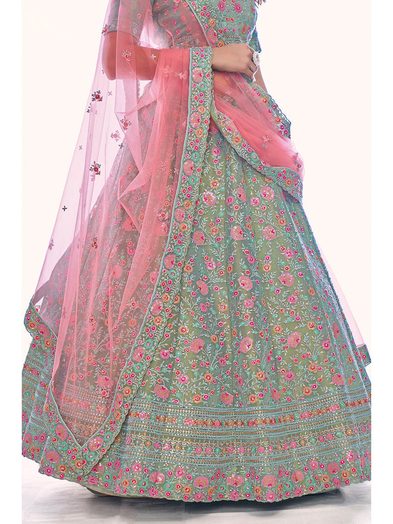 Green Gota Silk Embroidered Designer Lehenga Choli Clothsvilla