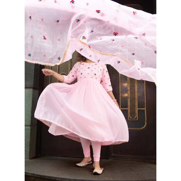 Gorgeous Looking Pink Georgette Suit with Printed Dupatta ClothsVilla
