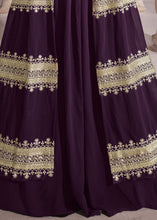 Load image into Gallery viewer, Eggplant Purple Georgette Lehenga Choli with Zari &amp; Sequins Work Clothsvilla