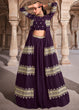 Load image into Gallery viewer, Eggplant Purple Georgette Lehenga Choli with Zari &amp; Sequins Work Clothsvilla