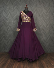 Load image into Gallery viewer, Wedding Wear Wine Color Sequence Work Long Gown