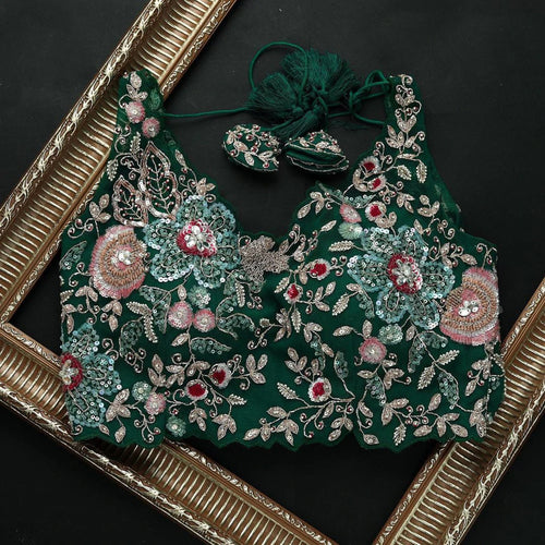 Gorgeous Organza Saree with Thread, Sequins, and Zari Embroidery work ClothsVilla