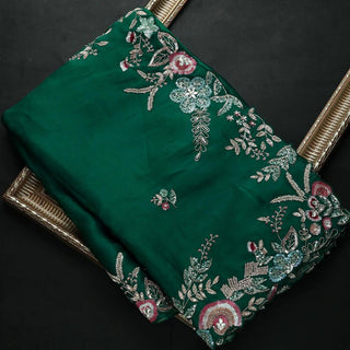 Gorgeous Organza Saree with Thread, Sequins, and Zari Embroidery work ClothsVilla