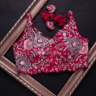 Gorgeous Organza Saree with Thread, Sequins, and Zari Embroidery work ClothsVilla