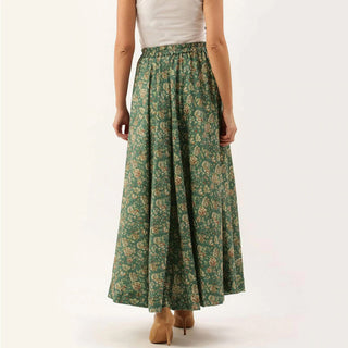 Green Color Digital Print Skirt ClothsVilla