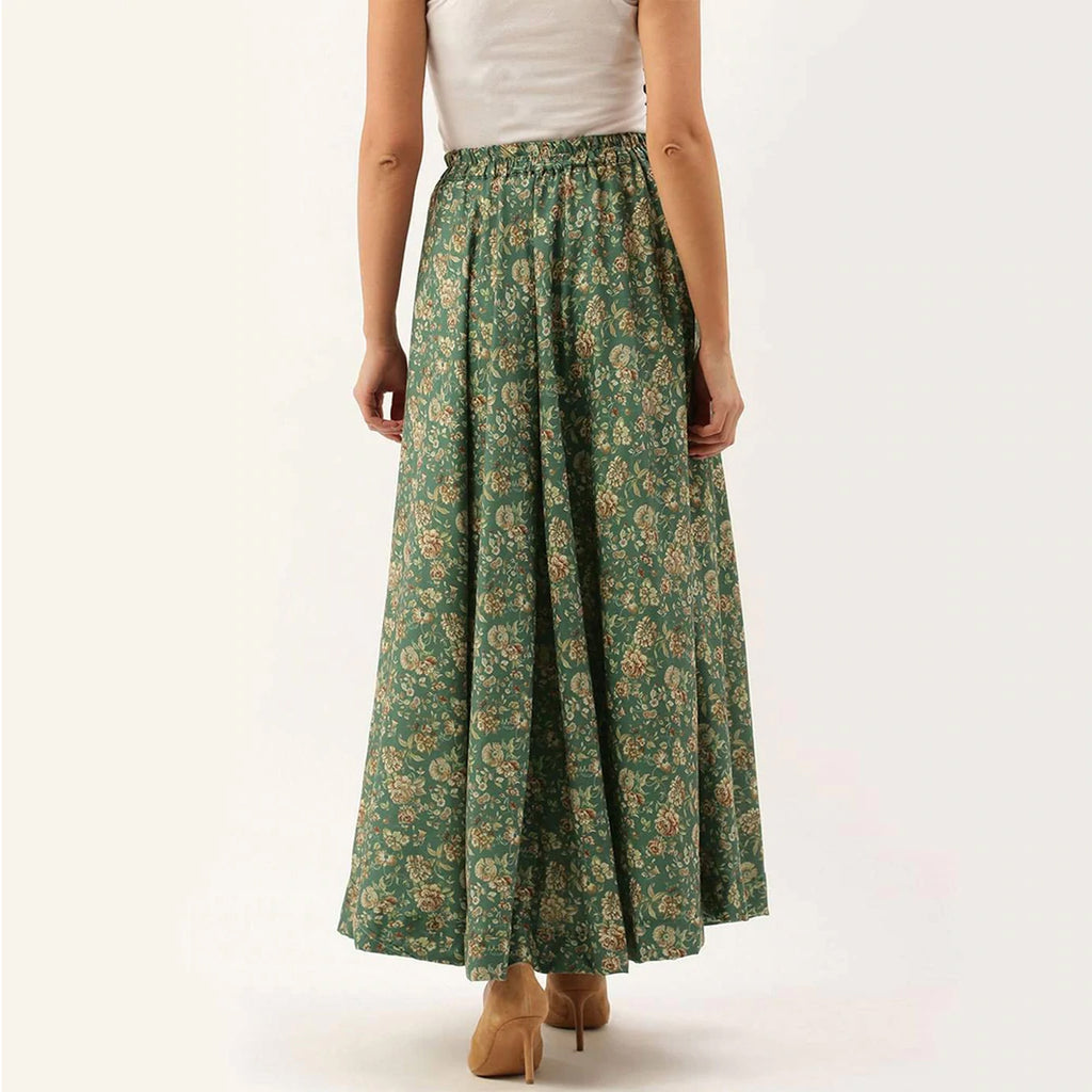 Green Color Digital Print Skirt ClothsVilla