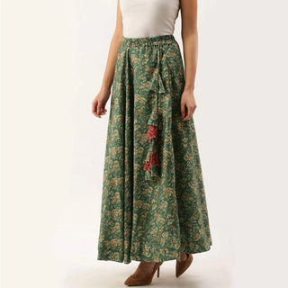 Green Color Digital Print Skirt ClothsVilla