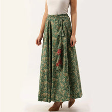 Load image into Gallery viewer, Green Color Digital Print Skirt ClothsVilla