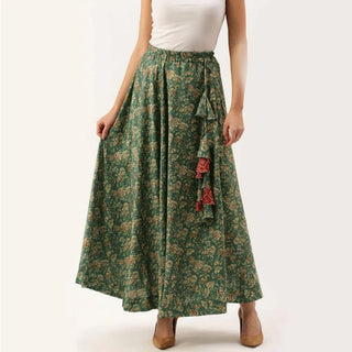 Green Color Digital Print Skirt ClothsVilla