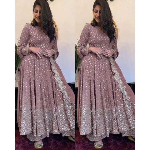 Lilac Color Salwar Suit with Zari and Mirror Work With Dupatta ClothsVilla Main image