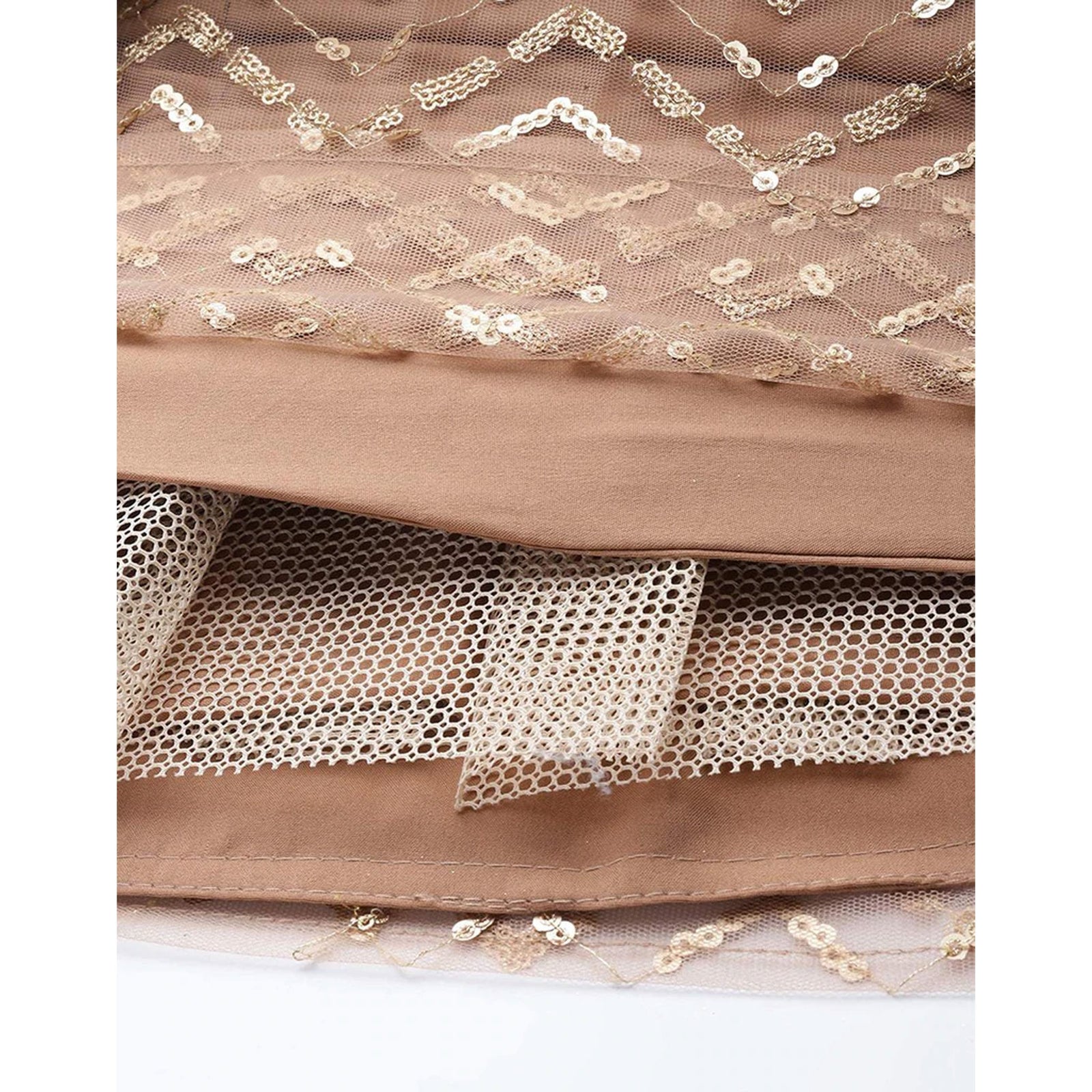 Peach color Net Lehenga with Heavy Embroidery, Zari and Thread work ClothsVilla