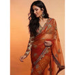 Load image into Gallery viewer, Orange Saree in Net with Sequence Work with Printed Petticoat ClothsVilla