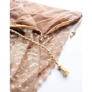 Peach color Net Lehenga with Heavy Embroidery, Zari and Thread work ClothsVilla