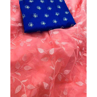 Malai Organza Silk Saree with Beautiful Flower Sequence Work and Blouse with Butterfly Embroidery for Wedding ClothsVilla