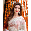 Load image into Gallery viewer, Malai Organza Silk Saree with Beautiful Lucknowi Embroidery Work and Silk Blouse for Wedding ClothsVilla