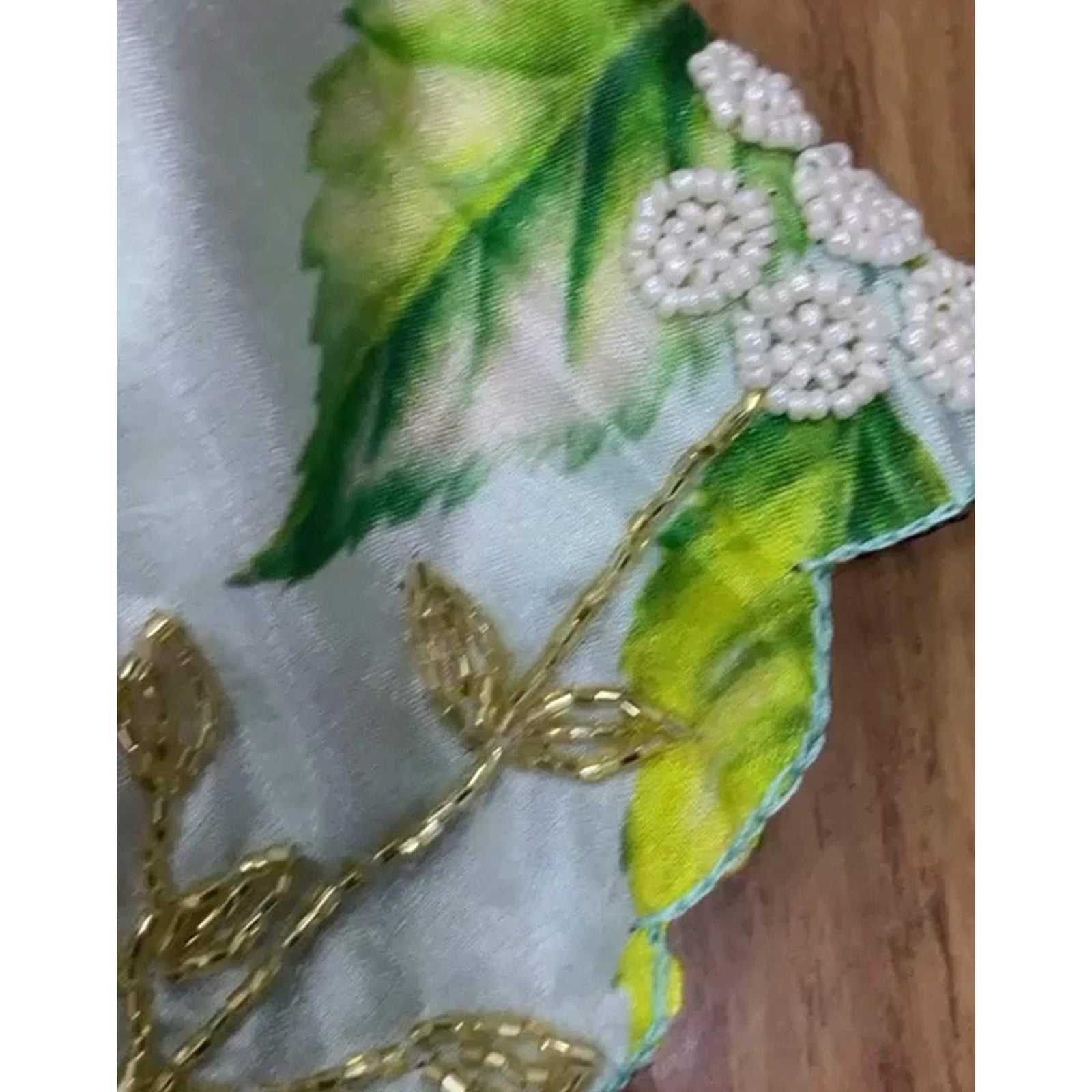 Malai Silk Saree with Hand Paint and Handi Crafted Khatli and Pearl Work with Handwork Sleeves Blouse ClothsVilla