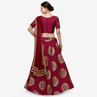 Maroon Color Banarasi Silk Lehenga Choli with Net Dupatta ClothsVilla