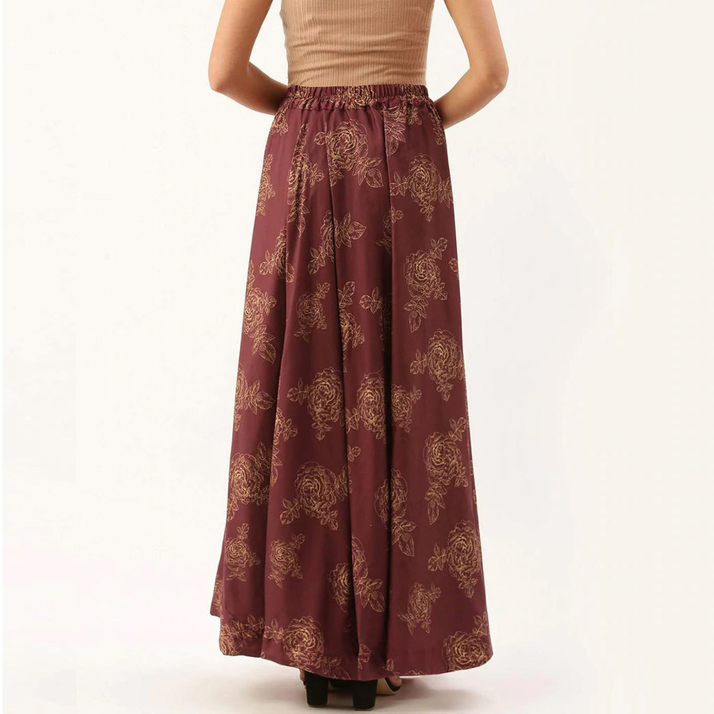 Maroon Color Cotton Skirt with Digital Print ClothsVilla