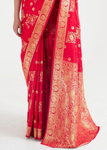 Load image into Gallery viewer, Imperial Red Zari Woven Banarasi Silk Saree Clothsvilla